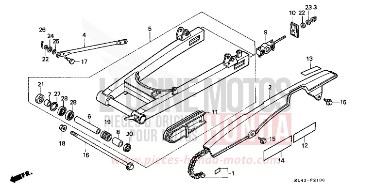 SCHWINGE/KETTENGEHAEUSE von CB1300 Super Bold'or ABS MONZA RED (R110) von 1988